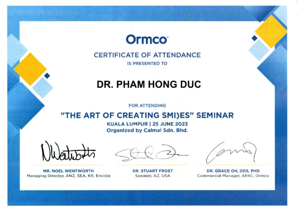 Certificate 1 BS Đức tham dự Invisalign Mastery Club 2024